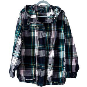 Lauren Ralph Lauren Plaid Windbreaker Hoodie Jacket Women Med